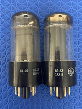 Load image into Gallery viewer, Matched Pair General Electric GE Milspec 6Y6 JAN6Y6GT Vacuum Tubes Black Plate NOS NIB