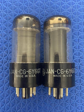 Load image into Gallery viewer, Matched Pair General Electric GE Milspec 6Y6 JAN6Y6GT Vacuum Tubes Black Plate NOS NIB