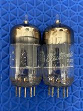 Load image into Gallery viewer, Matched Pair General Electric GE 12AU7 12AU7A ECC82 Vacuum Tubes Copper Support Rods