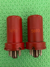 Load image into Gallery viewer, Matched Pair RCA 5693 6SJ7 Vacuum Tubes Industrial Grade Red Bottle NOS-Testing