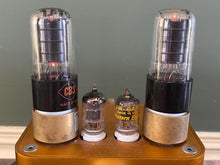 Load image into Gallery viewer, Matched Pair CBS-Hytron 6V6 6V6GT Black Plate Clear Bottle Vacuum Tubes