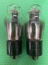 Load image into Gallery viewer, Matched Pair Sylvania 6F6 6F6G Vacuum Tubes Black Plates Clear Shoulder / ST Bottles