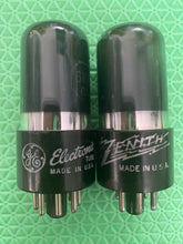 Load image into Gallery viewer, Matched Pair General Electric GE 6K6 6K6GT Vacuum Tubes Black Glass