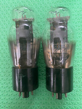 Load image into Gallery viewer, Matched Pair Sylvania 6F6 6F6G Vacuum Tubes Black Plates Clear Shoulder / ST Bottles