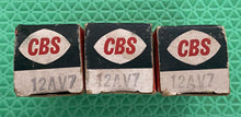 Load image into Gallery viewer, 3 CBS 12AV7 Vacuum Tubes NOS NIB Lot Of Three