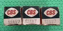 Load image into Gallery viewer, 3 CBS 12AV7 Vacuum Tubes NOS NIB Lot Of Three