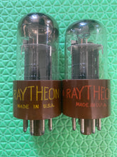 Load image into Gallery viewer, Matched Pair Raytheon 6SN7 6SN7WGT Vacuum Tubes Black Plate Milspec Micanol Bases
