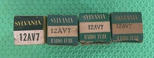 Load image into Gallery viewer, 4 Sylvania Black Plate 12AV7 Vacuum Tubes NOS NIB Lot Of Four