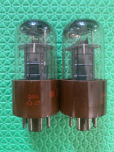 Load image into Gallery viewer, Matched Pair Raytheon 6SN7 6SN7WGT Vacuum Tubes Black Plate Milspec Micanol Bases NOS-Testing