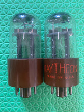 Load image into Gallery viewer, Matched Pair Raytheon 6SN7 6SN7WGT Vacuum Tubes Black Plate Milspec Micanol Bases