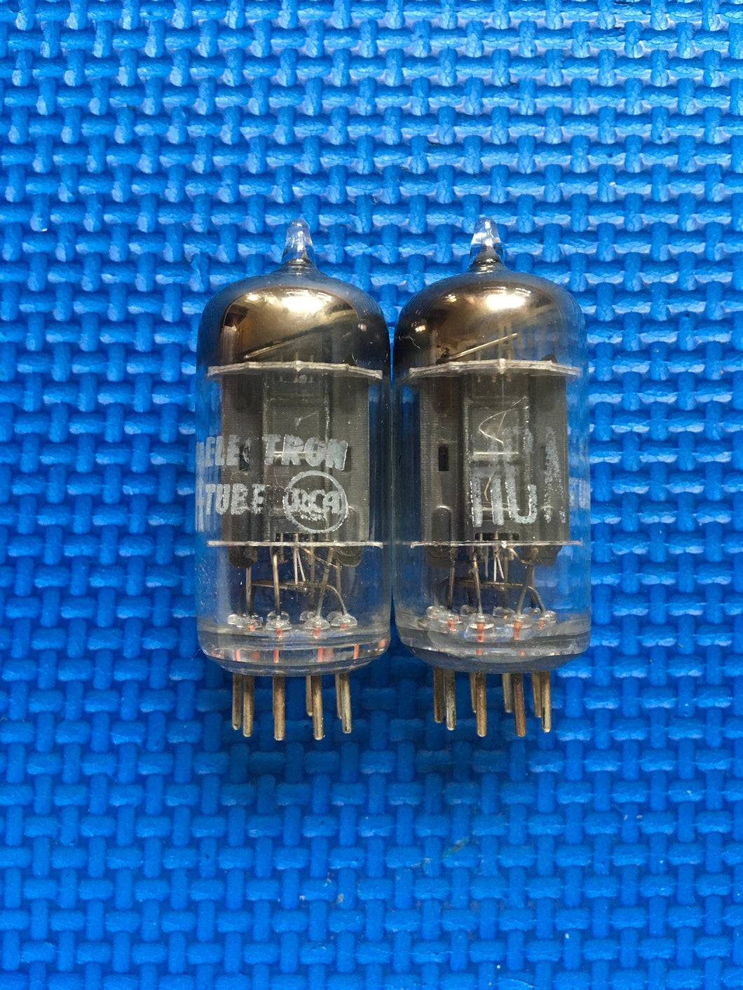 Matched Pair RCA Black Plate 6AU7 Vacuum Tubes Valves NOS-Testing