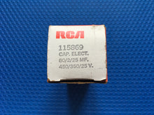 Load image into Gallery viewer, RCA 115869 Electrolytic Capacitor 450/350/25 Volts 80/2/25 Mfd 85C NOS NIB

