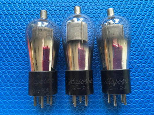 Matched Trio Majestic Number Type 24 G-24 G24 Vacuum Tubes Valves Globe Balloon Style