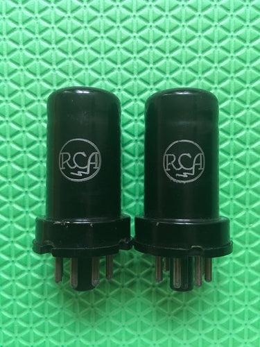 Matched Pair RCA 6C5 Vacuum Tubes Valves Large Meatball Logos