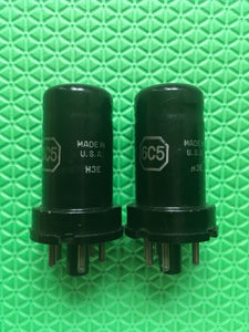 Matched Pair RCA 6C5 Vacuum Tubes Valves Large Meatball Logos