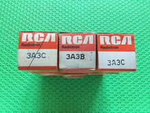 Load image into Gallery viewer, 3 RCA 3A3 3A3C 3AW3 3B2 Vacuum Tubes Valves NOS NIB Lot Of Three
