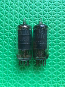 Matched Pair General Electric GE 12AU6 Black Plate Vacuum Tubes Valves