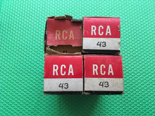 Load image into Gallery viewer, 4 RCA Number Type 43 Vacuum Tubes Shoulder Shape NOS NIB Lot Of Four
