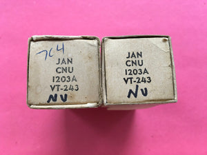 2 National Union NU JANCNU1203A VT243 7C4 Vacuum Tubes Valves NOS NIB Milspec Lot Of Two