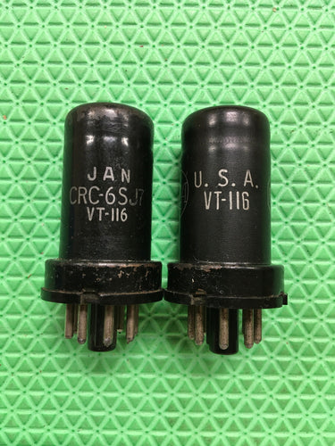 Matched Pair RCA JAN-CRC-6SJ7 6SJ7 VT116 Vacuum Tubes Valves Milspec World War Two Vintage