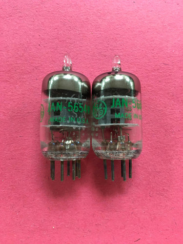 Matched Pair General Electric 5654 JAN-5654W 6AK5 6J1 6J2 Milspec Industrial Vacuum Tubes Valves NOS NIB