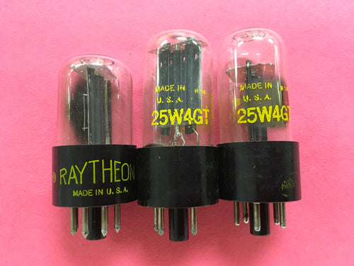 3 Raytheon 25W4 25W4GT Vacuum Tubes Valves NOS NIB Lot Of Three