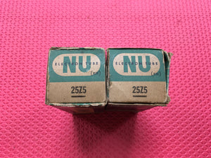 2 National Union NU 25Z5 Vacuum Tubes Valves Shoulder / Coke Bottle NOS NIB Lot Of Two