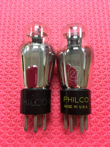 Matched Pair Philco Type / Number 27 #27 Vacuum Tubes Valves Black Plates