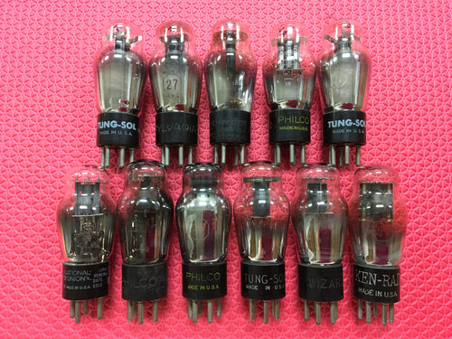 11 US-Made Number Type 27 #27 Vacuum Tubes Valves Lot Of Eleven