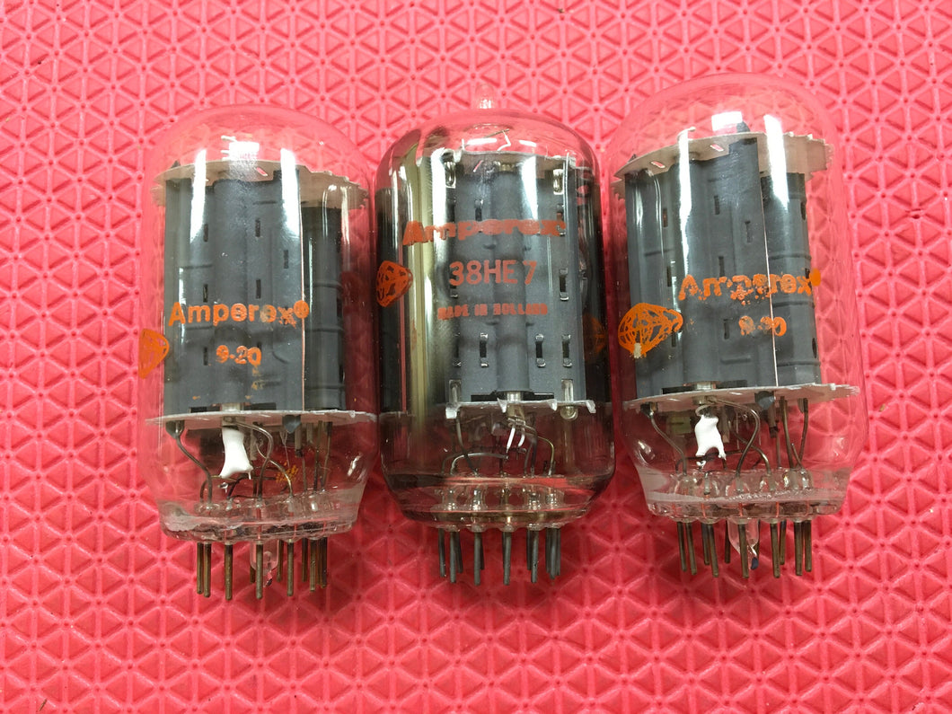 3 Amperex 38HE7 Vacuum Tubes Valves NOS NIB Lot Of Three