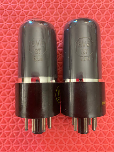 Matched Pair Sylvania 6V6 6V6GT Vacuum Tubes Valves Silver And Gray