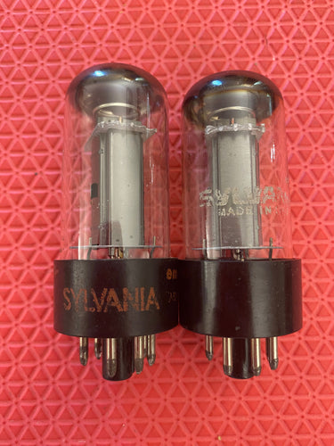 Matched Pair Sylvania 6V6 6V6GTA Silver Top Vacuum Tubes Valves