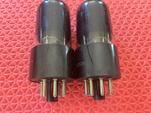 Matched Pair Tung-Sol 6V6 6V6GT Vacuum Tubes Valves Black Glass Solid Top