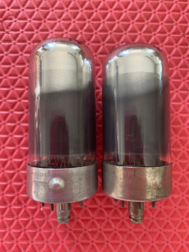 Matched Pair Sylvania 7C5 Vacuum Tubes Valves Gray And Silver Glass NOS-Testing
