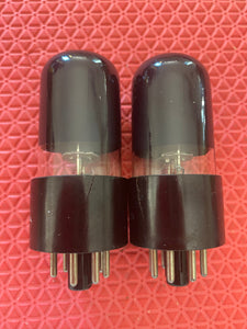 Matched Pair Tung-Sol 6V6 6V6GT Vacuum Tubes Valves Black Glass Solid Top