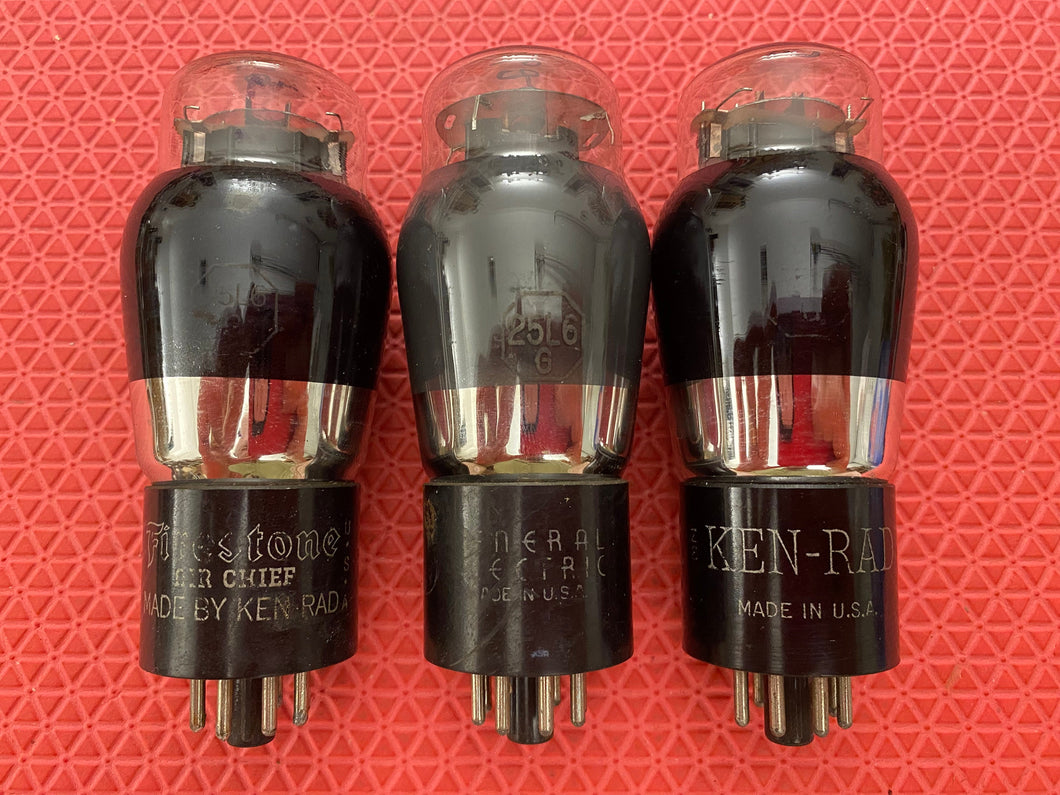 3 Ken-Rad 25L6 25L6G Vacuum Tubes Valves Shoulder ST Bottle Lot Of Three