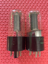 Load image into Gallery viewer, Matched Pair Sylvania 6V6 6V6GT Vacuum Tubes Valves Black Plates Clear Bottles NOS-Testing
