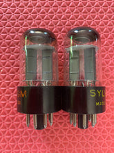 Load image into Gallery viewer, Matched Pair Sylvania 6SN7 6SN7GTB Vacuum Tubes Valves Black Wing Plate Copper Support Rods
