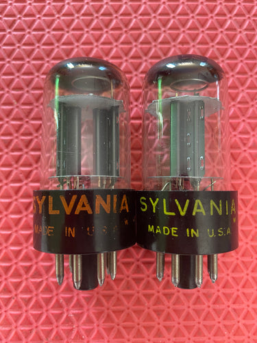 Matched Pair Sylvania 6SN7 6SN7GTB Vacuum Tubes Valves Black Wing Plate Copper Support Rods