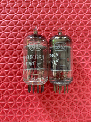 Matched Pair RCA 5963 12AU7 12AU7A Vacuum Tubes Valves Black Plate Industrial-Grade