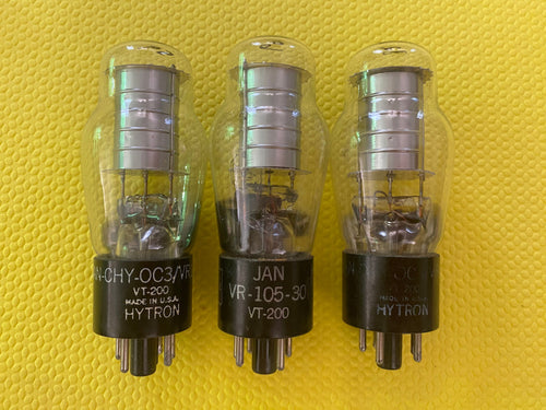3 Hytron JAN-CHY-0C3 0C3 VR105-30 VT200 Vacuum Tubes Valves Milspec NOS-Testing Lot Of Three