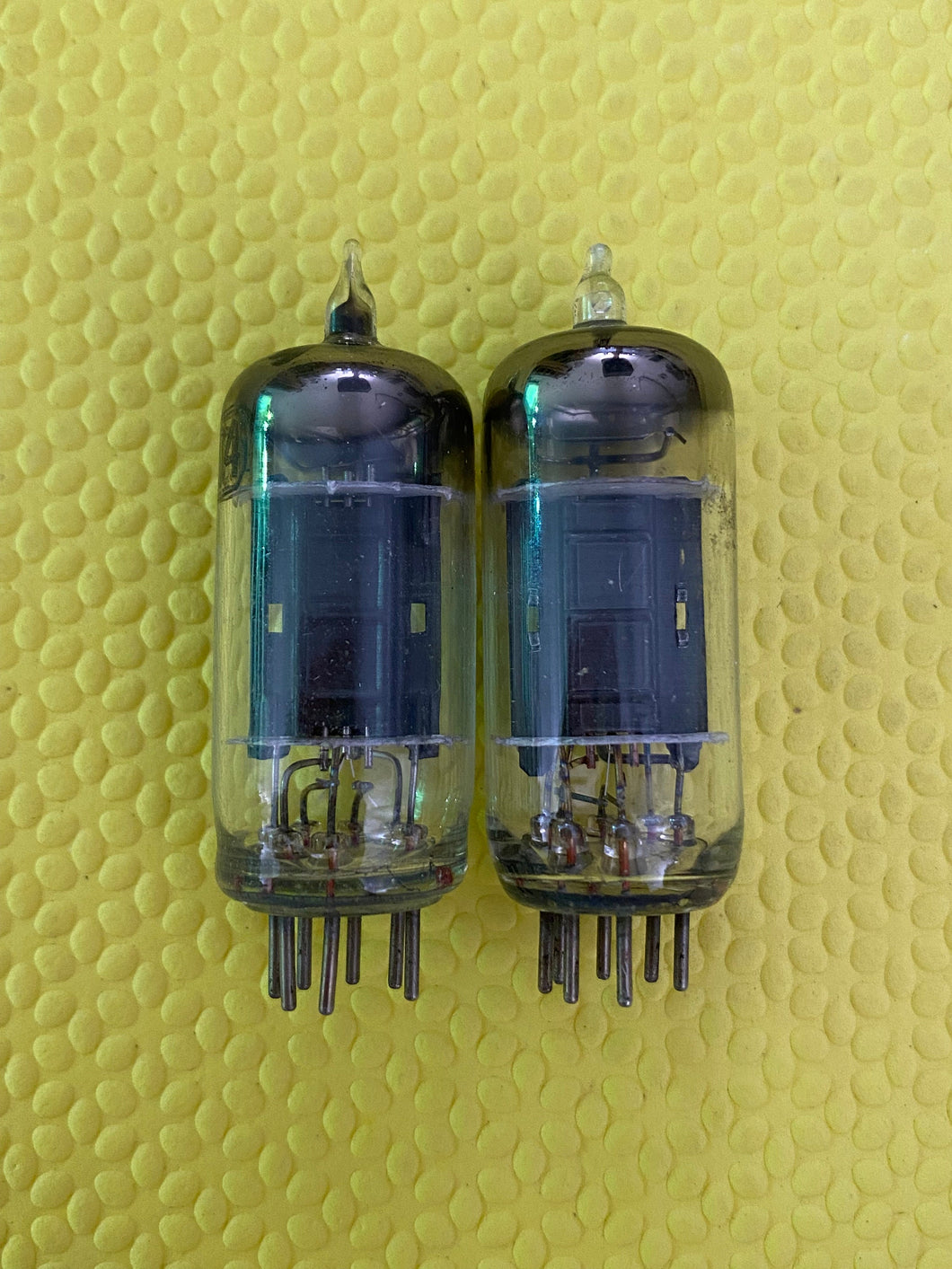 Matched Pair Sylvania 6C4 Vacuum Tubes Valves Black Plates Copper Support Rods