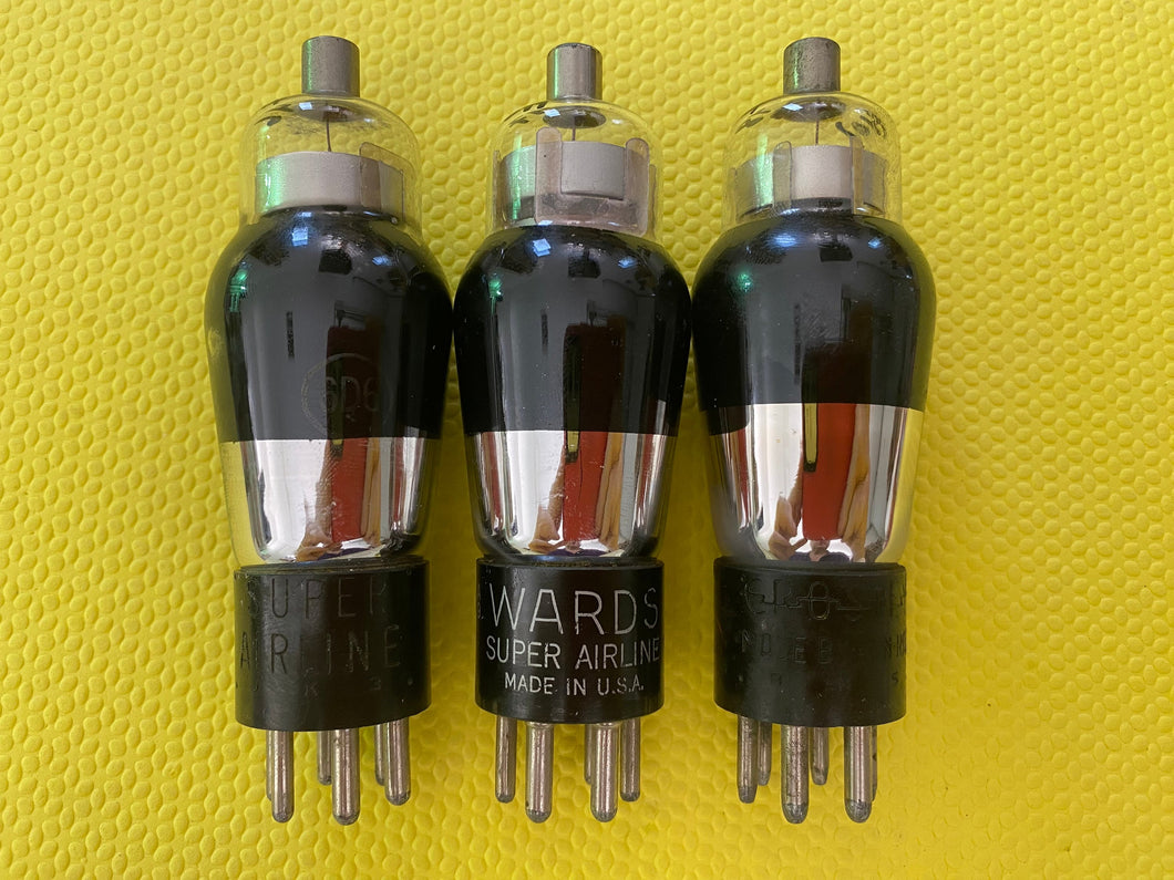 3 Ken-Rad 6D6 Vacuum Tubes Valves Black Glass Lot of Three