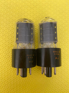 Matched Pair RCA 6K6 6K6GT Vacuum Tubes Valves Black Plate