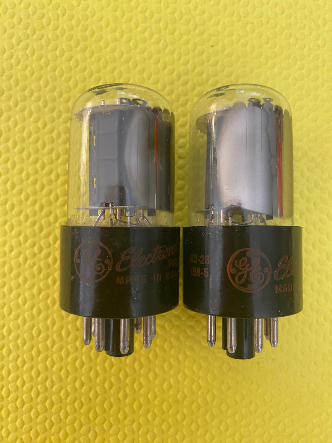 Matched Pair General Electric GE Red Label 6SN7 6SN7GTB Vacuum Tubes Valves Copper Support Rods NOS NIB