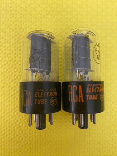 Matched Pair RCA 6K6 6K6GT Vacuum Tubes Valves Black Plate