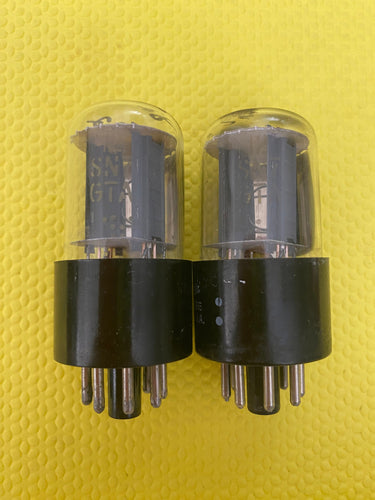 Matched Pair General Electric GE 12SN7 12SN7GTA Vacuum Tubes Valves Copper Support Rods NOS-Testing