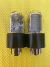 Load image into Gallery viewer, Matched Pair General Electric GE 6SN7 6SN7GTB Vacuum Tubes Valves Copper Support Rods Top Filament
