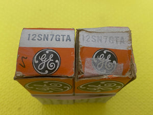 Matched Pair General Electric GE 12SN7 12SN7GTA Vacuum Tubes Valves NOS NIB