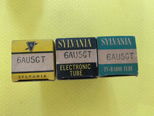 Load image into Gallery viewer, 3 Sylvania 6AU5 6AU5GT Vacuum Tubes Valves NOS NIB Lot Of Three

